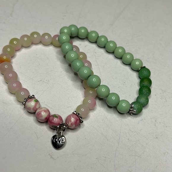 Green Aventurine & Pink Jade Bracelet Set - Picture 3 of 3